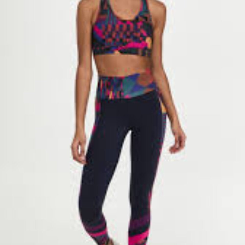 FARM Rio Women's Leggings, NWT, Abstract Patches, Black, Print, Med